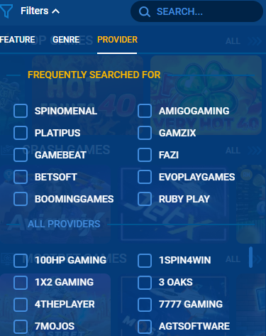 Providers Represented at Mostbet PK